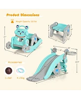 Costway 4-in-1 Rocking Horse & Slide Set Toddler Slide Toy with Basketball Hoop