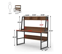 Tribesigns Computer Desk, 47 inch Office Desk with Hutch and Bookshelf, Modern Study Writing Table for Home Office