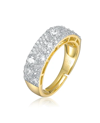 Genevive Sterling Silver 14k Gold Plated Cubic Zirconia Pave Band Ring