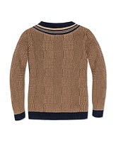 Hope & Henry Boys Organic Long Sleeve V-Neck Intarsia Cricket Sweater