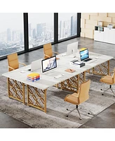 Tribesigns Conference Table for 4-6 People, 62.99" L x 31.49" W Rectangular Meeting Room Table, Seminar Table Boardroom Desk with Sturdy Metal Frame f
