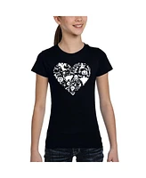 La Pop Art Girls Halloween Heart Word T-Shirt