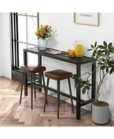 Inolait 55 Inch Outdoor Bar Table with Waterproof Top and Heavy-duty Metal Frame