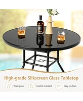 Sugift 34 Inch Patio Dining Table with 1.5 inch Umbrella Hole for Garden