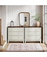 Tribesigns 31.5" Farmhouse Nightstand, Set of 2, Large 3 Drawers Wood Bedside Table Night Stand, Wide Sofa Side End Table Chest of Dresser for Living