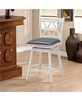 Sugift 2 Pieces 25 Inch Swivel Counter Height Barstool Set with Rubber Wood Legs