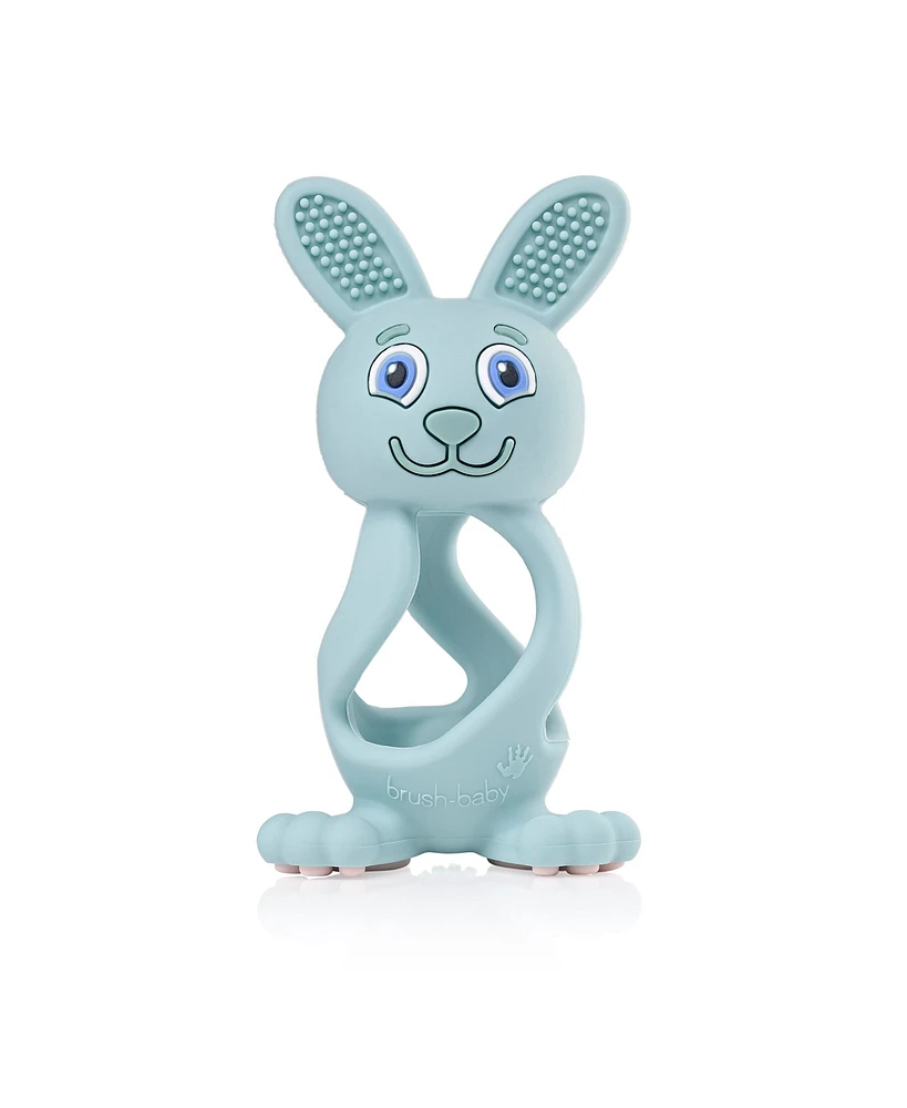 Brush-Baby Bobbie Bunny Baby Teether Toy Eucalyptus Green | Twist & Bounce Teething Toy