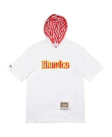 Mitchell & Ness Men's White Atlanta Hawks Striped Logo Short Sleeve Pullover Hoodie