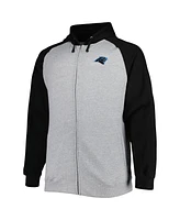 Fanatics Men's Heather Gray Carolina Panthers Big Tall Fleece Raglan Full-Zip Hoodie Jacket