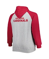 Fanatics Men's Heather Gray Arizona Cardinals Big Tall Fleece Raglan Full-Zip Hoodie Jacket