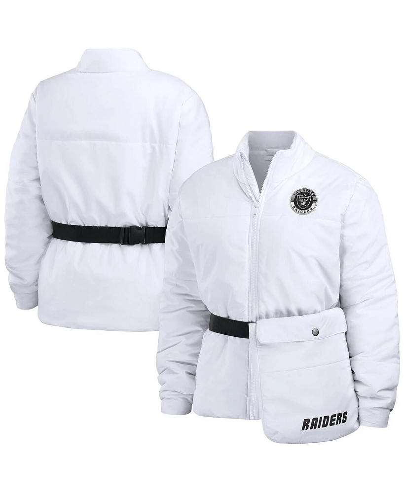 Wear by Erin Andrews Women's White Las Vegas Raiders Packaway Full-Zip Puffer Jacket