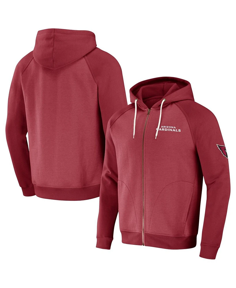 Nfl x Darius Rucker Collection by Fanatics Men's Cardinal Arizona Cardinals Raglan Full-Zip Hoodie