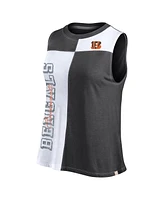 Fanatics Women's Black/White Cincinnati Bengals Script Color Block Tank Top