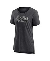 Fanatics Women's Heather Charcoal San Antonio Spurs League Leader Tri-Blend T-Shirt