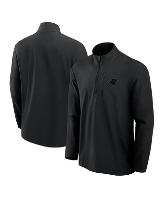 Fanatics Men's Black Carolina Panthers Front Office Woven Quarter-Zip Jacket