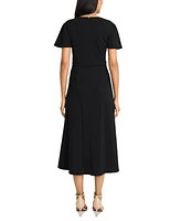 Maggy London Women's Flutter-Sleeve Midi Dress