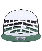 New Era Men's White/Hunter Green Milwaukee Bucks Throwback Gradient Tech Font 9FIFTY Snapback Hat