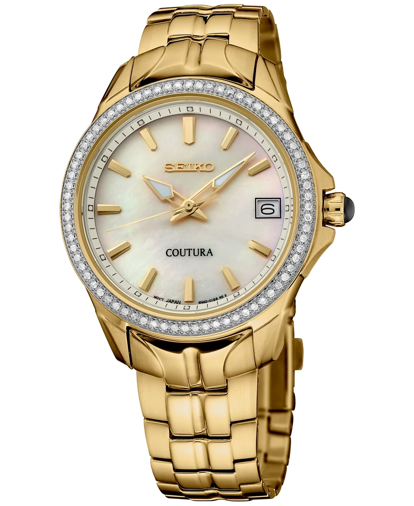 Seiko Women's Coutura Diamond (1/4 ct. t.w.) Gold-Tone Stainless Steel Bracelet Watch 34mm