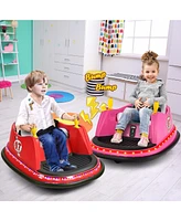 Gymax 12V Vehicle 360 Degree Spin Race Toy Kids Ride On Bumper Car w/ Remote Control Pink