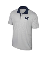 Colosseum Men's Gray Michigan Wolverines Big Tall Tuck Striped Polo