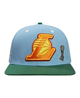 Pro Standard Men's Light Blue/Green Los Angeles Lakers Retro Program 2-Tone Snapback Hat