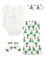 Baby Essentials Girl Christmas Tree Outfit, 4-Piece Set