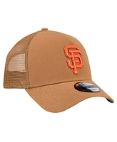 New Era Men's Brown San Francisco Giants A-Frame Trucker 9FORTY Adjustable Hat