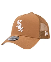 New Era Men's Brown Chicago White Sox A-Frame Trucker 9FORTY Adjustable Hat