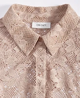 On 34th Women's Lace Button-Front Long-Sleeve Shirt, Created for Macy's