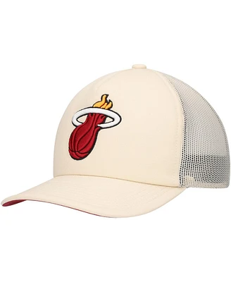 Mitchell & Ness Men's Cream Miami Heat Trucker Adjustable Hat