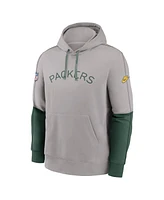 Nike Men's Gray Green Bay Packers Alternate Logo Club Tri-Blend Pullover Hoodie