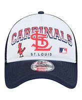 New Era Men's White St. Louis Cardinals Retro Wordmark 9FORTY A-Frame Trucker Adjustable Hat