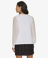 Calvin Klein Women's V-Neck Mixed-Media Top