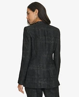 Calvin Klein Women's Collarless Metallic Jacquard Blazer