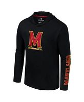 Colosseum Men's Black Maryland Terrapins Logo Lockup Active Blend Long Sleeve T-Shirt Hoodie