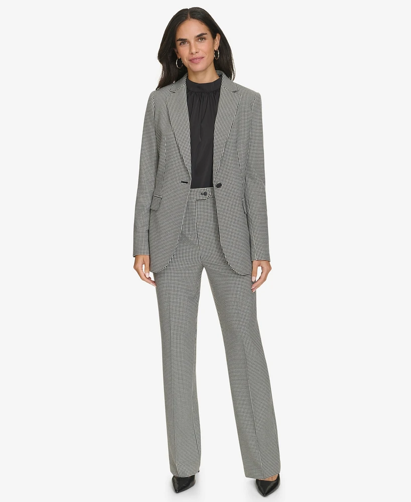 Calvin Klein Women's One-Button Houndstooth Blazer