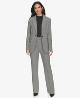 Calvin Klein Womens One Button Houndstooth Blazer Straight Leg Pants