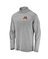 Fanatics Men's Gray Minnesota Golden Gophers Striated Raglan Lightweight Quarter-Zip Top