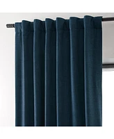 Half Price Drapes Voyager Blue Faux Linen Hotel Blackout Curtain