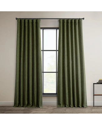 Half Price Drapes Khaki Green Textured Faux Linen Room Darkening Curtain