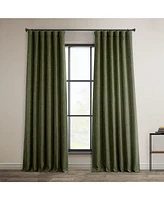 Half Price Drapes Khaki Green Textured Faux Linen Room Darkening Curtain