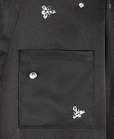 On 34th Women's Rhinestone Satin Button-Up Shirt, Created for Macy's