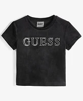 Guess Big Girls Short-Sleeve Rhinestone-Embellished Velour T-Shirt