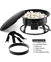 Skonyon 58 000BTU Firebowl Outdoor Portable Propane Gas Fire Pit with Cover and Carry Kit
