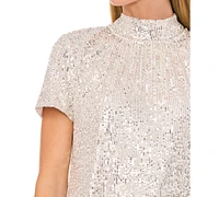 CeCe Women's Sequined Bow-Back Top