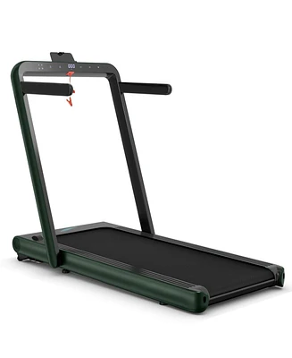 Skonyon 4.75HP 2 In 1 Folding Treadmill with Remote App Control-Green