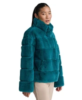 Nvlt Women's Bold Stripe Faux Fur Eva Jacket