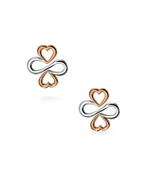 Bling Jewelry Ayllu Amulet Talisman Intertwine Symbol Heart Infinity Clover For Love Luck Unity Stud Earrings For Women Two Tone Rose Gold Plated Ster