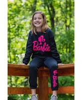 Barbie Girls French Terry Sweatshirt and Jogger Pants Set Little Kid to Big