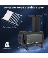 Skonyon Portable Wood Camping Burning Stove Heater with 2 Cooking Positions